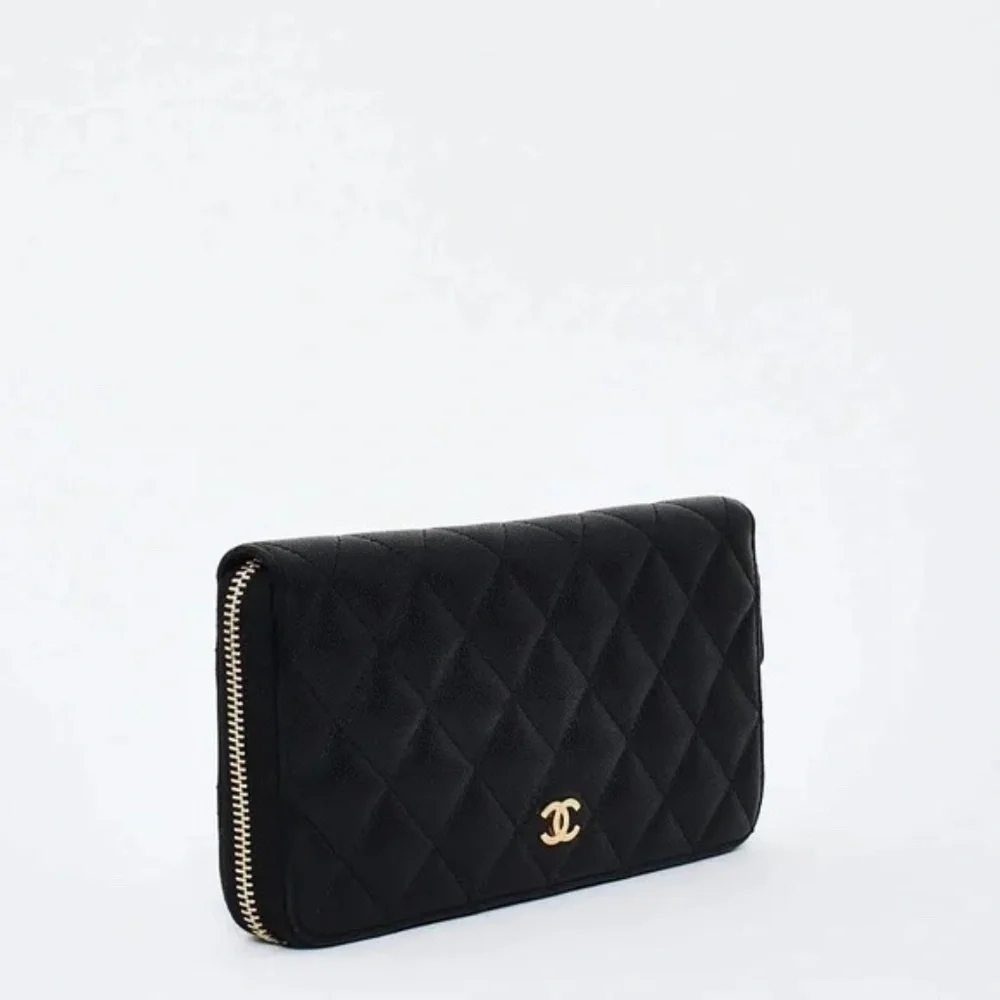 CHANEL Continental Caviar Zipped Wallet Noir - Picture 1 of 13